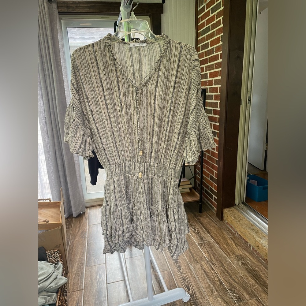 Cupshe Black and Cream Patterned bathing suit coverup dress